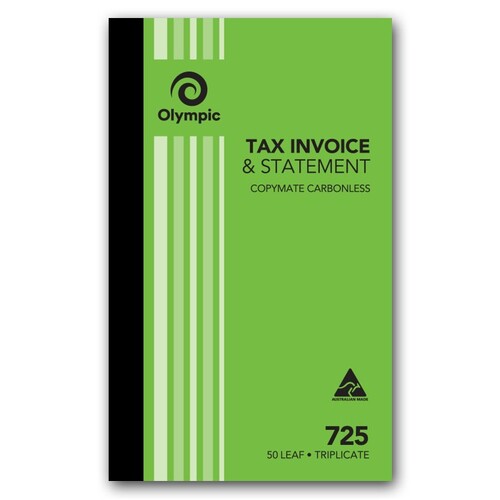 1 x Olympic No.725 Tax Invoice And Statement Book Carbonless Triplicate