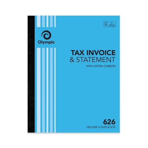 5 x Olympic 626 Tax Invoice & Statement Book 10 X 8 Carbon Duplicate 100 Leaf
