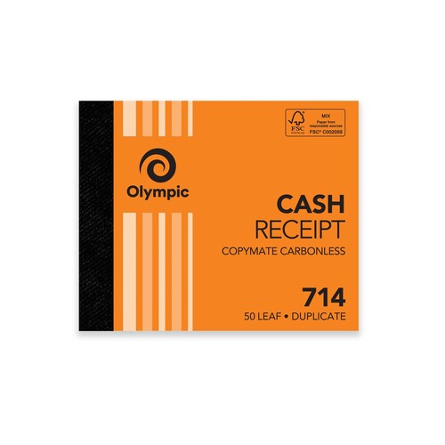 10 x Olympic 714 Cash Receipt Book 5 X 4" Carbonless Duplicate 50 Leaf 
