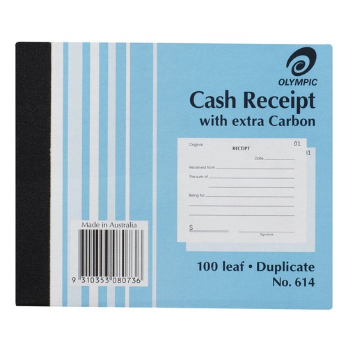 Olympic 614 Cash Receipt Book 5 X 4" Duplicate 100 Leaf