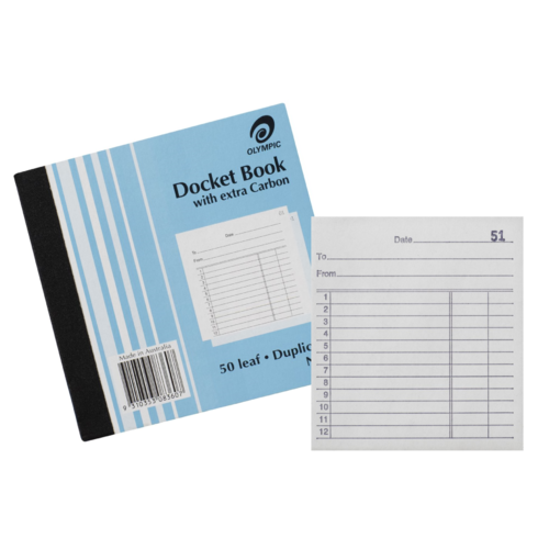 Olympic No.5 Docket Book Duplicate 120 W x 100 H mm - 20 Pack