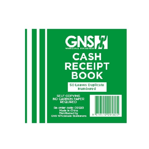 10 x GNS 9580 Cash Receipt Book 5 X 4" Duplicate Carbonless 50 Leaf