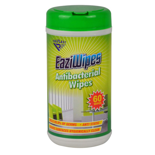 Italplast Antibacterial Disposable Wipes Eaziwipes Tub I464 - 60 Pack