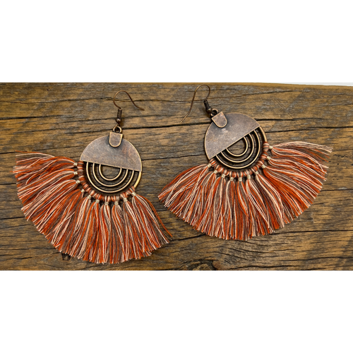 Orange Round Tassel Statement Earrings Fashion Dangle Earrings 
