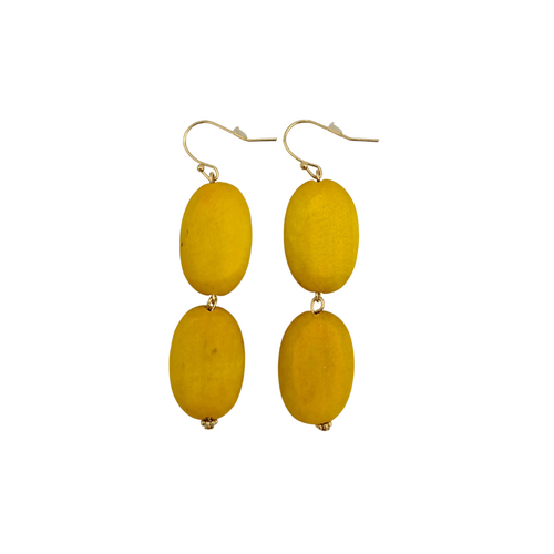 Wooden Earrings Jewellery Fashion Dangle Earrings - J-E906  Mustard