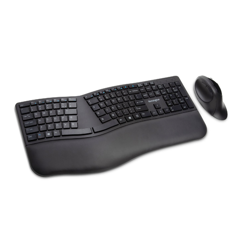 Kensington Dual Wireless Ergo Desktop Keyboard Mouse Set - Black K75406US