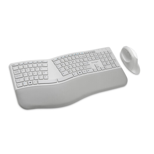 Kensington Dual Wireless Ergo Desktop Keyboard Mouse Set - Grey K75407US