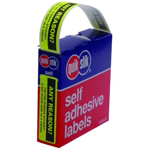 Quik Stik ANY REASON Labels Sticker In Dispenser 125 Labels - 80252P