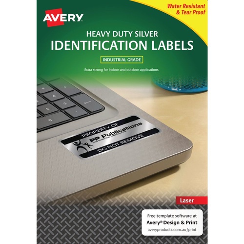 Avery Heavy Duty Laser L6013 Labels Metallic Silver 1 UP 20 Pack - 959204