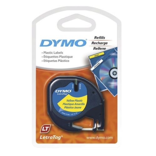 Dymo Letratag Label Tape Plastic - Black on Yellow
