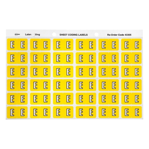 Avery Label Colour Coding E SIDE TAB Yellow 180 Pack - 43305