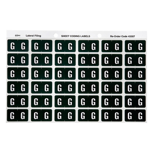 Avery Label Colour Coding G SIDE TAB Dark Green 180 Pack - 43307