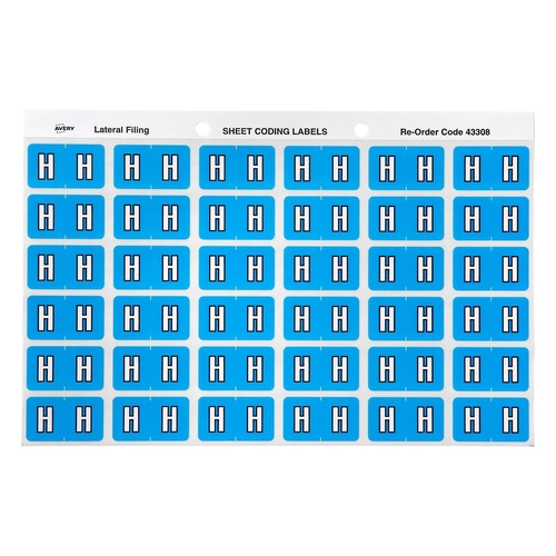Avery Label Colour Coding H SIDE TAB Blue 180 Pack - 43308