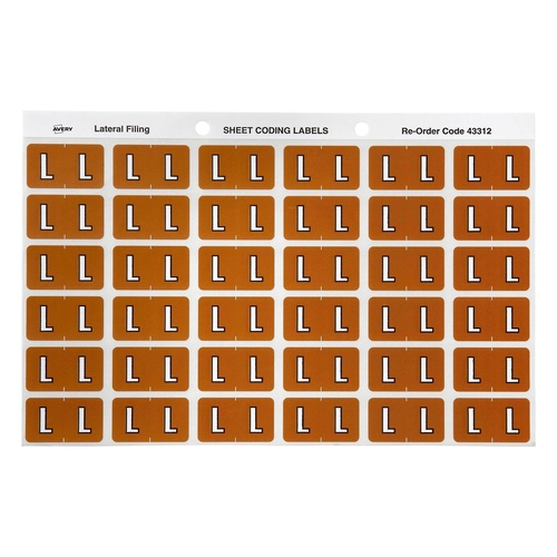 Avery Label Colour Coding L SIDE TAB Mustard 180 Pack - 43312