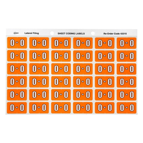 Avery Label Colour Coding O SIDE TAB Orange 180 Pack - 43315