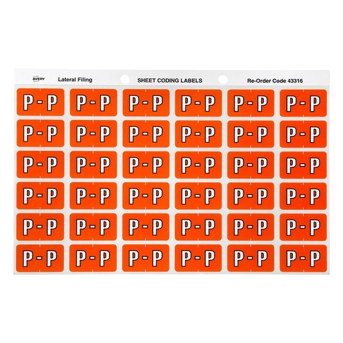 Avery Label Colour Coding P SIDE TAB Dark Orange 180 Pack - 43316