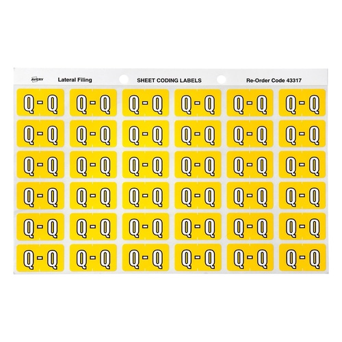 Avery Label Colour Coding Q SIDE TAB Yellow 180 Pack - 43317