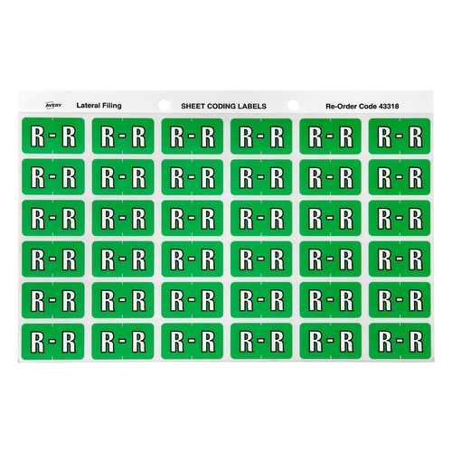Avery Label Colour Coding R SIDE TAB Light Green 180 Pack - 43318