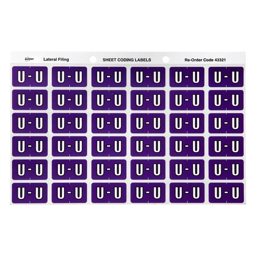 Avery Label Colour Coding U SIDE TAB Purple 180 Pack - 43321