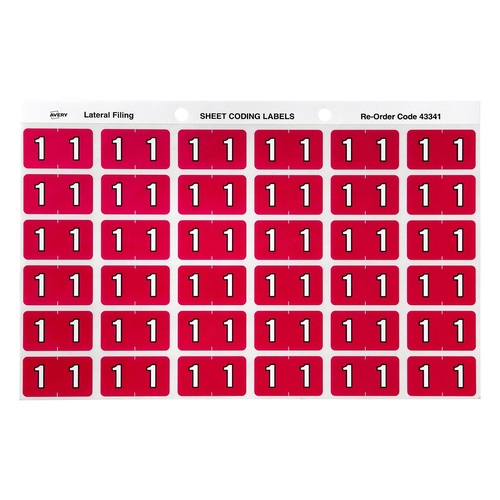 Avery Label Colour Coding 1 SIDE TAB Magenta 180 Pack - 43341