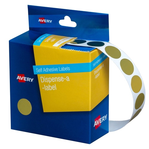 Avery Dispenser Labels Gold Dot 14mm Round (500 Labels) - 937273