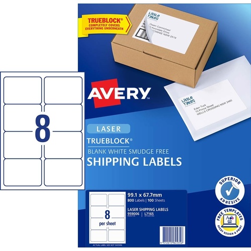 Avery L7165 Shipping Labels with Trueblock Laser 8 Per Page 100 Sheets - 959006