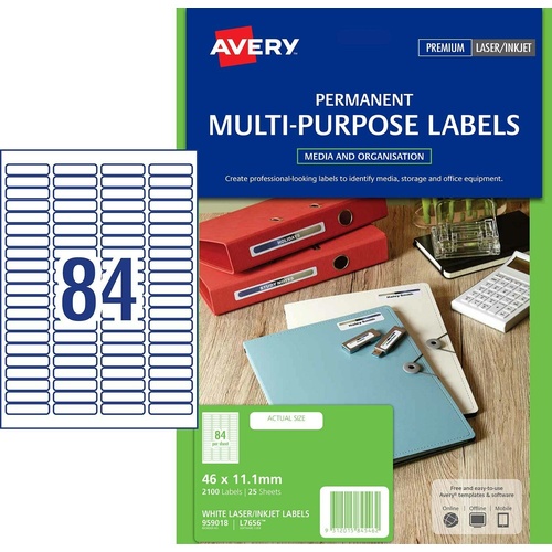 Avery L7656 Label Laser Slide 84 Per Page 22 Pack - 959018