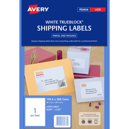 Avery L7167 Laser Address Labels White 16 Per Page 20 Pack - 952007