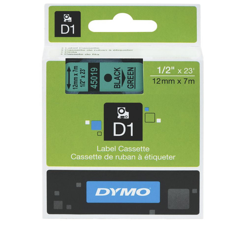 Dymo Label Tape D1 12mm x 7m Water Resistant - Black on Green