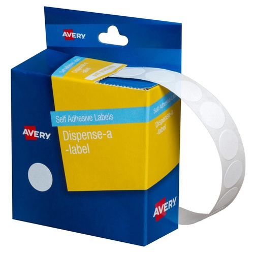 Avery Dispenser Labels White Dot 14mm Round (1050 Labels) - 937200