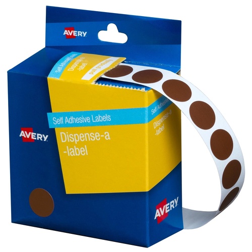 Avery Dispenser Labels Brown Dot 14mm Round (1050 Labels) - 937237