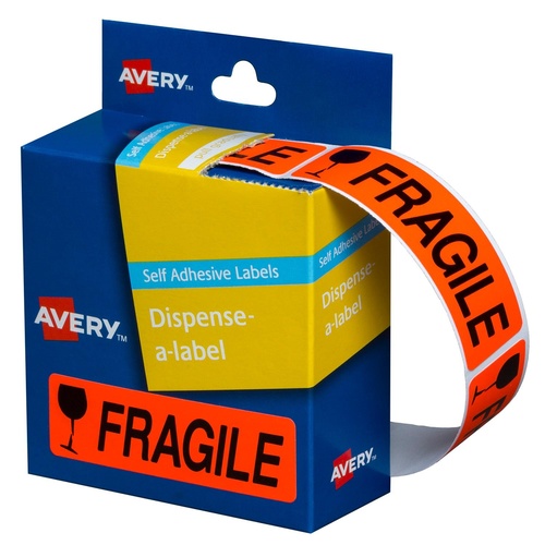 Avery Dispenser Labels FRAGILE 19X64mm (125 Labels) - 937252