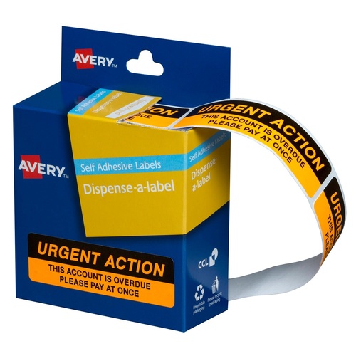 Avery Dispenser Labels URGENT ACTION 19X64mm (125 Labels) - 937259