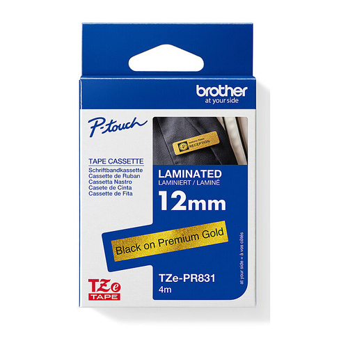 Brother TZePR831 Laminated Labelling Tape 6mm x 8m - BLACK-ON-PREMIUM GOLD(Genuine)