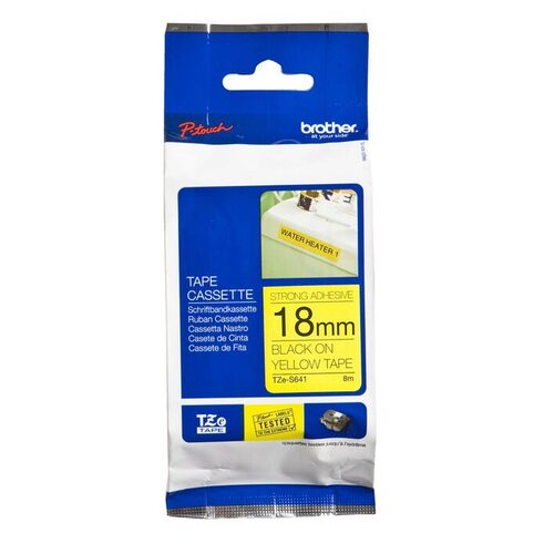 Brother Genuine Laminated Labelling TapeTZe-641 18mm x 8m Black on Yellow