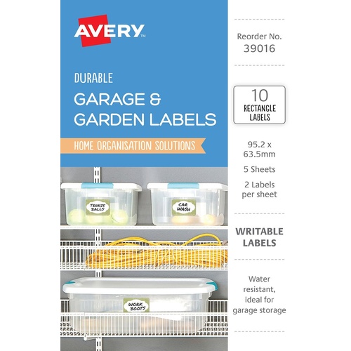Avery 39016 Labels Garage & Outdoor Green/White 10 Per Pack