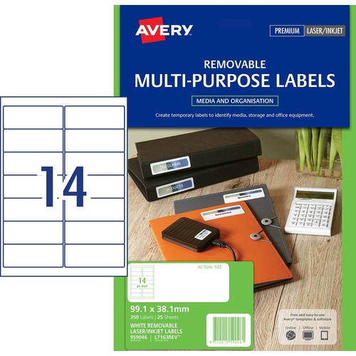 Avery L7163rev Laser Label Address 14 Per Page 25 Pack - 959046