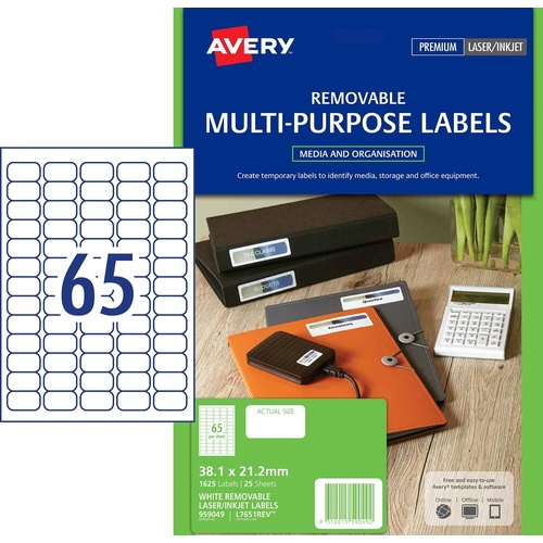 Avery L7651rev Laser Label Mini Address 65 Per Page 25 Pack - 959049