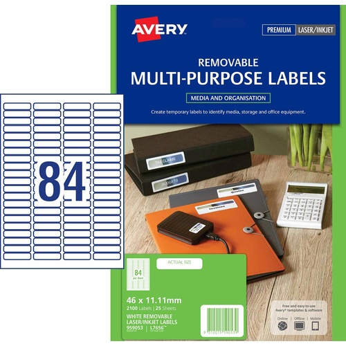 Avery L7656rev Laser Label 35mm Slide 84 Per Page 25 Pack - 959053
