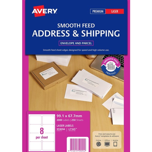 Avery L7165 Label Laser Parcel 8 Per Page 250 Pack - 959094