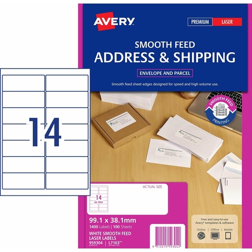 Avery L7163 Label Laser Smooth Feed 14 Per Page 100 Pack - 959304