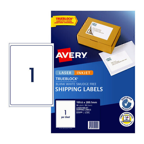 Avery L71671 Laser Labels Internet Shipping 1 Per Page 10 Pack - 959400