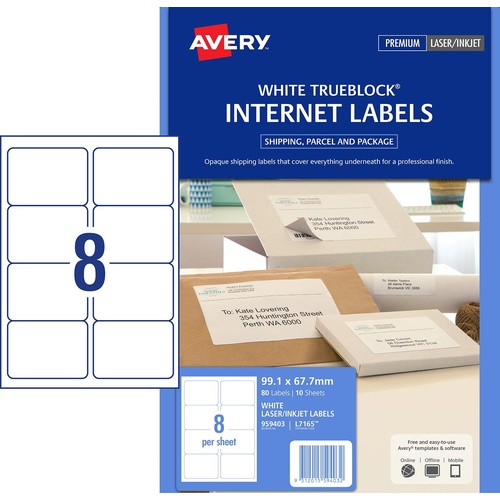 Avery L7165 Laser Labels Internet Shipping 8 Per Page 8 Pack - 959403