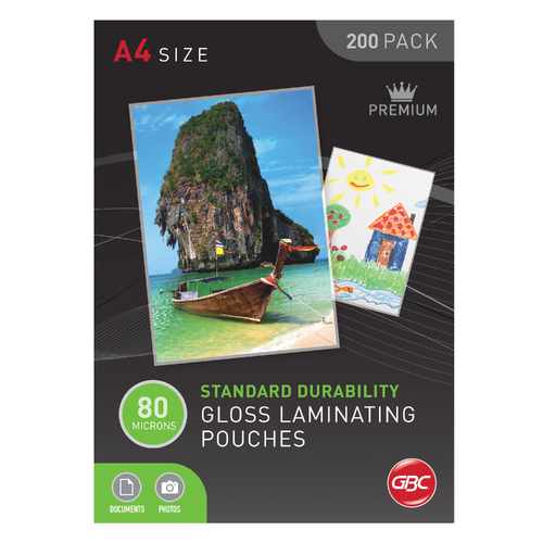 GBC Premium A4 Laminating Pouches 80 Micron - 200 Pack BL80M200A4