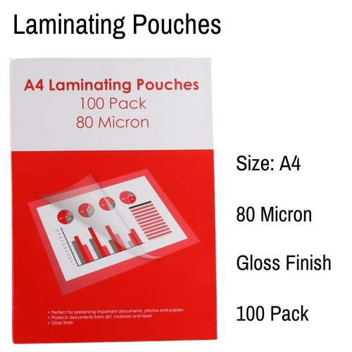 Stat A4 Laminating Pouches 80 Micron Clear 83856 - 100 Pack