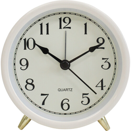 Alarm Clock Raye Ivory Metal Glass And Plastic 10cm