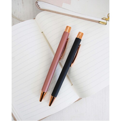 "A Little Something" Set Of 2 Pens - Black And Rose Gold