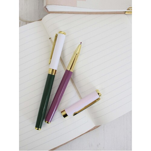 "A Little Something" Set Of 2 Pens - Green And Purple