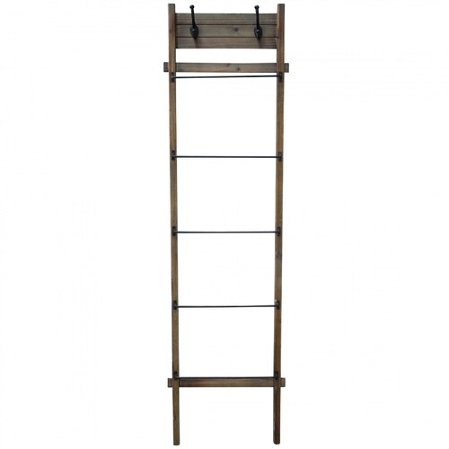 Natural Wood Ladder With Hooks