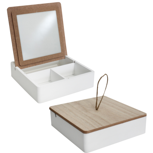 Jewellery Box With Mirror And Removable Inserts - White